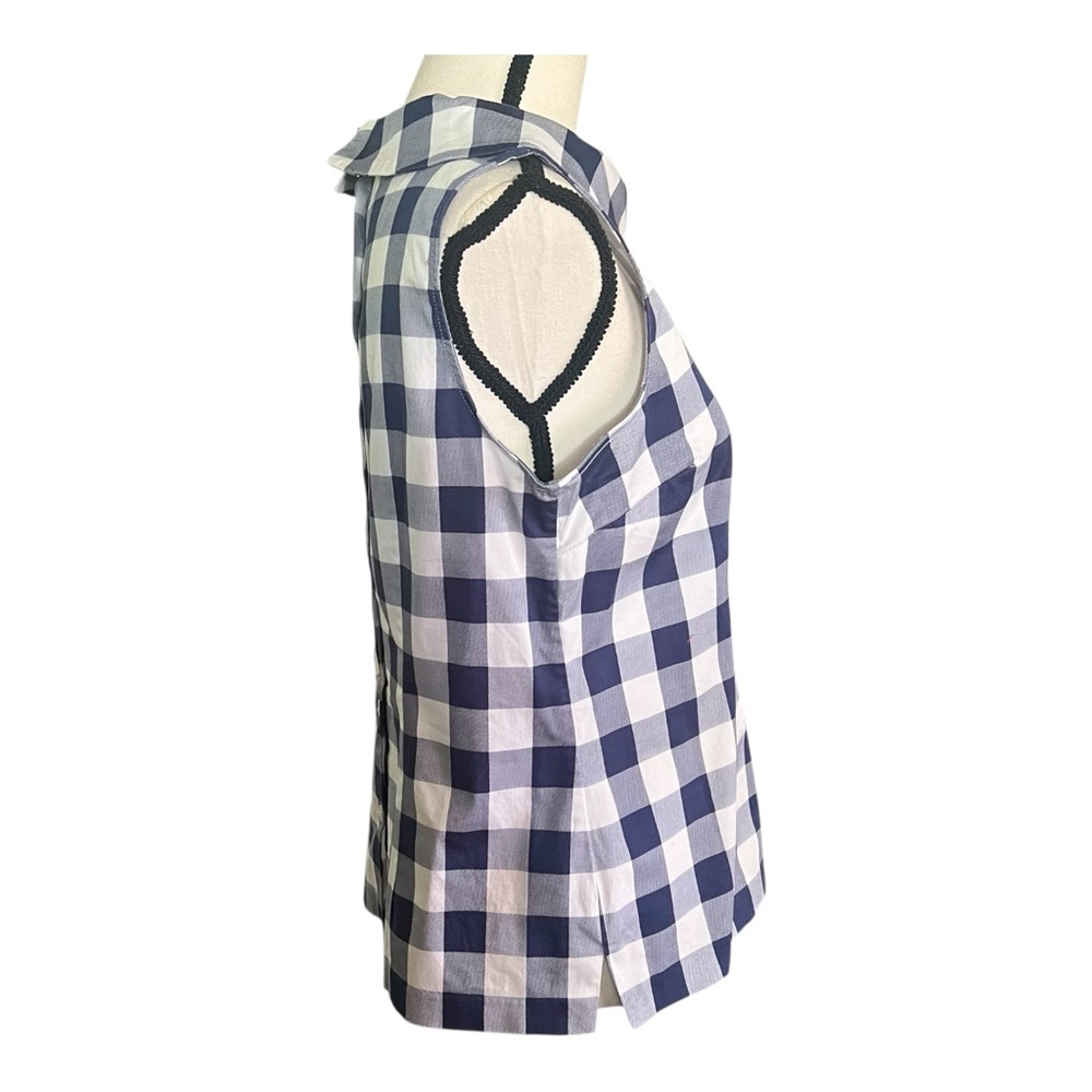 Talbots Plaid Sleeveless Side Zipper Back Button top. Size 8 - Picture 5 of 8